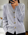Adele - Soft Heart-Button Knit Cardigan